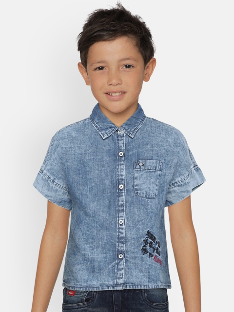 

Lee Cooper Boys Blue Regular Fit Faded Casual Shirt
