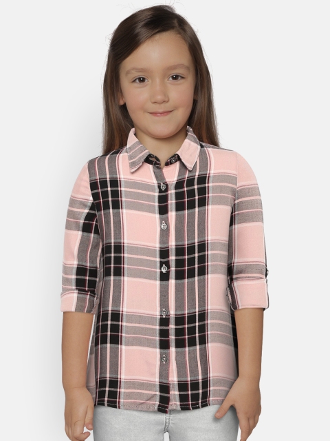 

Lee Cooper Girls Pink & Black Regular Fit Checked Casual Shirt