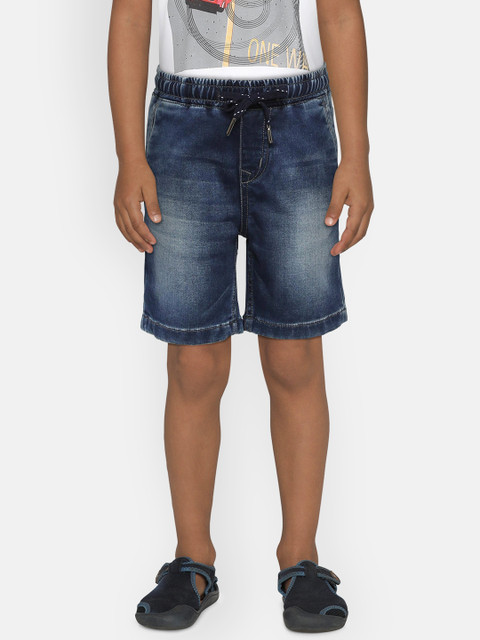 

Lee Cooper Boys Navy Blue Washed Regular Fit Denim Shorts
