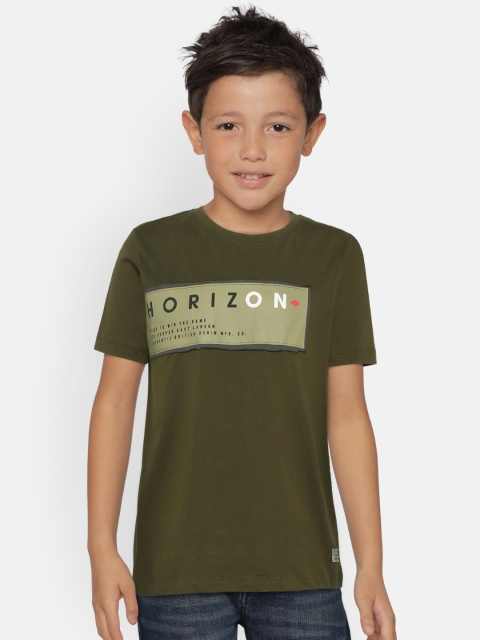 

Lee Cooper Boys Olive Green Printed Round Neck T-shirt