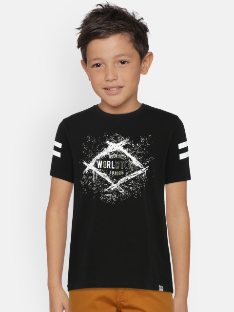 

Lee Cooper Boys Black Printed Round Neck Pure Cotton T-shirt