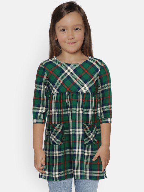 

Lee Cooper Girls Green Checked A-Line Dress