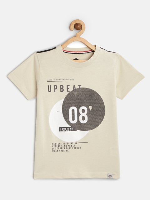 

Lee Cooper Boys Cream-Coloured Printed Round Neck T-shirt