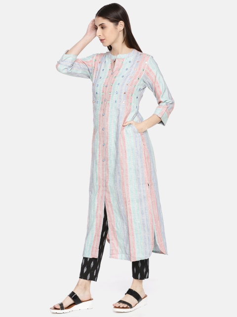 

Neerus Women Multicoloured Striped Straight Kurta, Multi