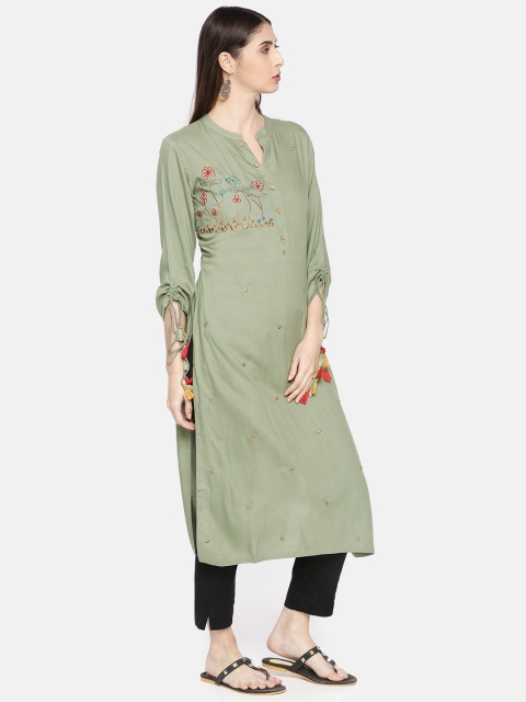 

Neerus Women Green Solid Straight Kurta