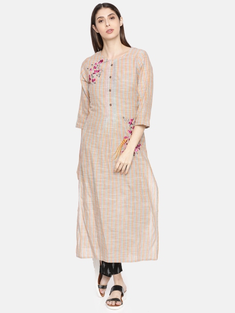 

Neerus Women Multicoloured Striped Straight Kurta, Multi