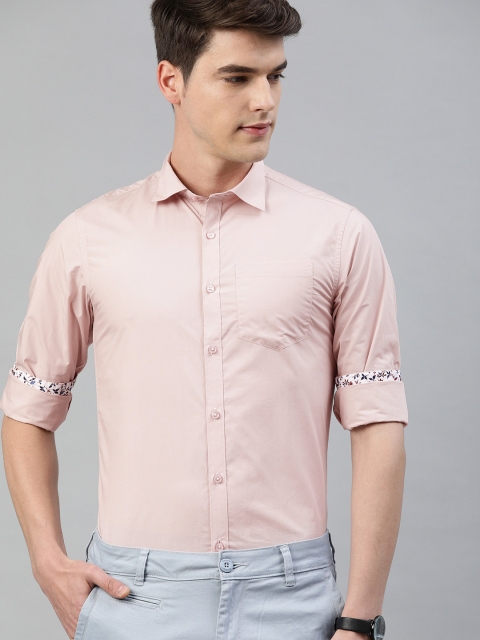 

TrueModa Men Pink Slim Fit Solid Smart Casual Shirt With Wingtip Collar