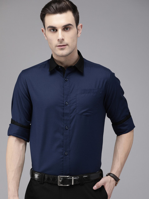 

TrueModa Men Navy Blue Slim Fit Solid Formal Shirt