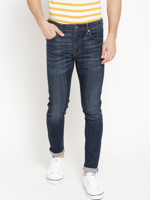 

AMERICAN EAGLE OUTFITTERS Men Navy Blue Super Skinny Fit Mid-Rise Clean Look Stretchable Jeans