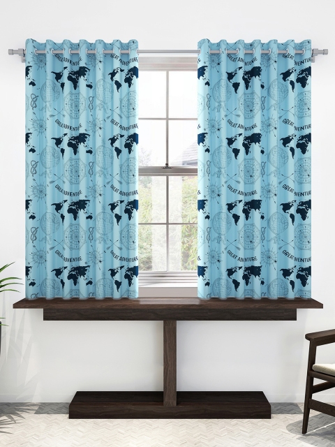 

Divine Casa Turquoise Blue Set of 2 Sheer Window Curtains