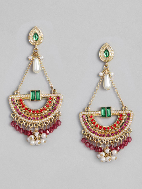 

Accessorize Gold-Toned & Green Geometric Drop Earrings
