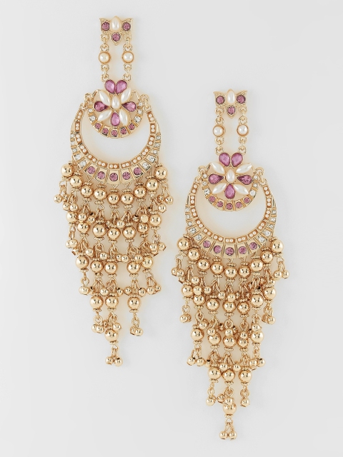 

Accessorize Gold-Toned & Pink Crescent-Shaped Chandbalis