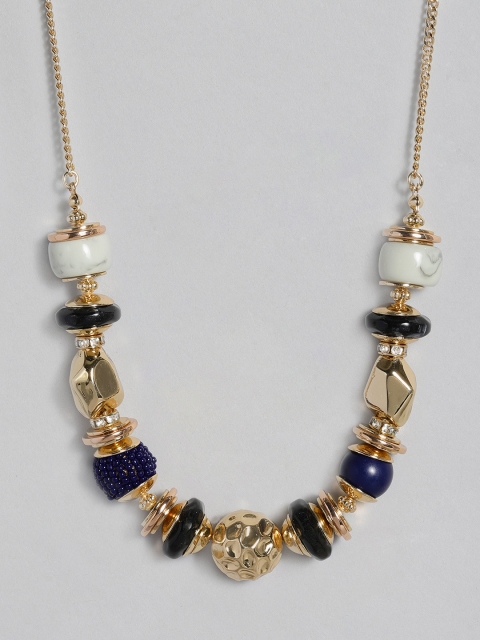 

Accessorize Gold-Toned & Black Beaded Necklace