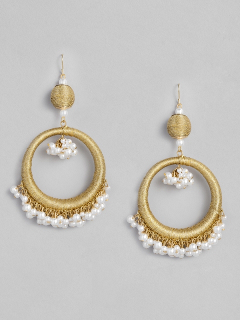 

Accessorize White & Gold-Toned Circular Drop Earrings