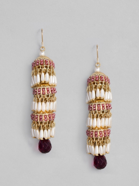 

Accessorize Gold-Toned & White Dome Shaped Jhumkas