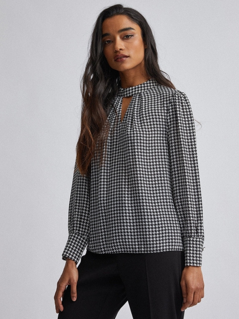 

DOROTHY PERKINS Women Petite Black & White PETITE Printed Top