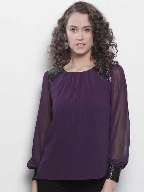 

DOROTHY PERKINS Women Aubergine Solid Top, Purple