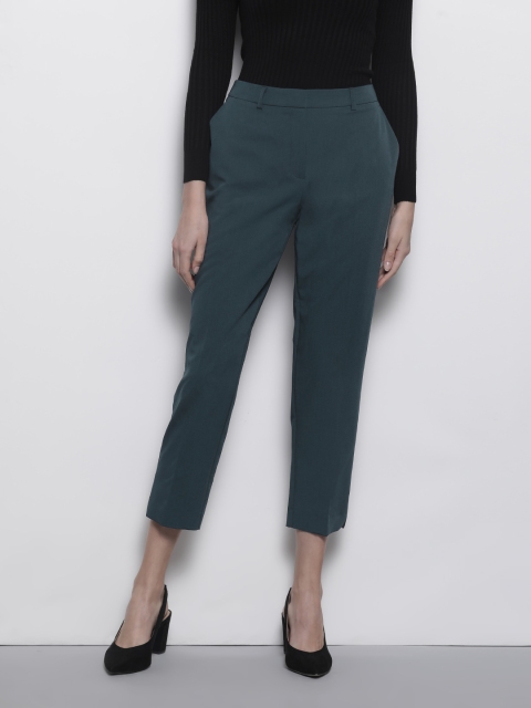 

DOROTHY PERKINS Women Teal Blue Regular Fit Solid Regular Trousers