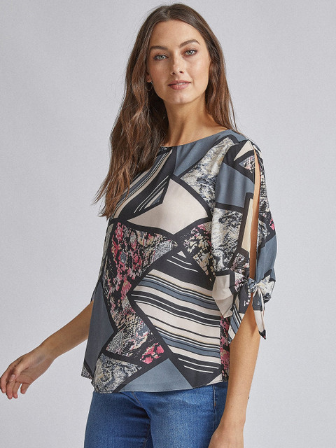 

DOROTHY PERKINS Women Black & Black Printed Top
