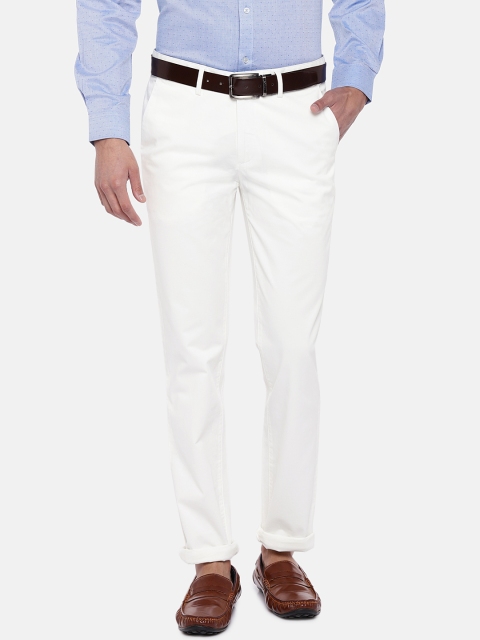 

Turtle Men White Tapered Fit Solid Formal Trousers