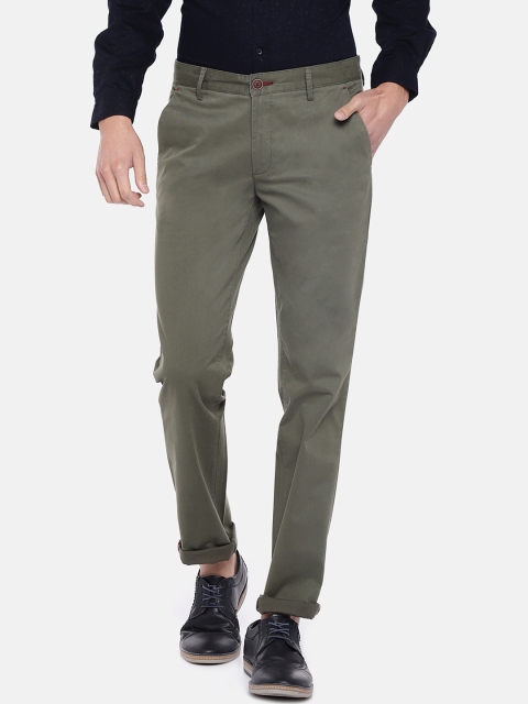 

Turtle Men Olive Green Tapered Fit Solid Chinos
