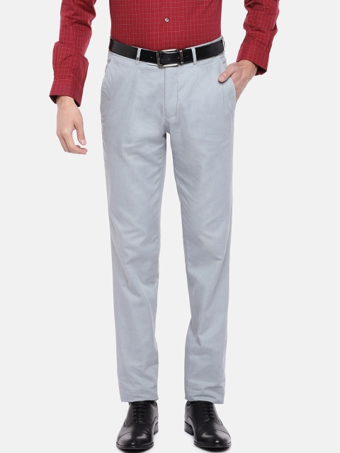 

Turtle Men Grey Slim Fit Solid Formal Trousers