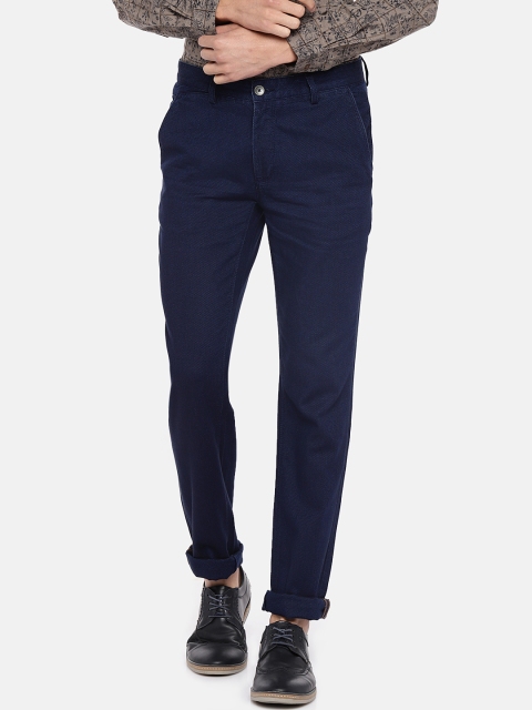 

Turtle Men Navy Blue Tapered Fit Solid Chinos