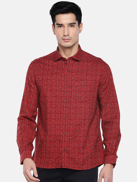 

Turtle Men Red & Black Slim Fit Printed Casual Shirt