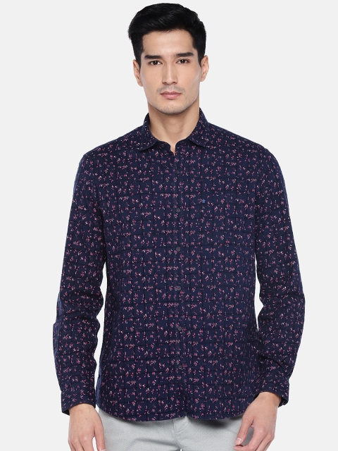 

Turtle Men Navy Blue & Pink Slim Fit Printed Casual Shirt