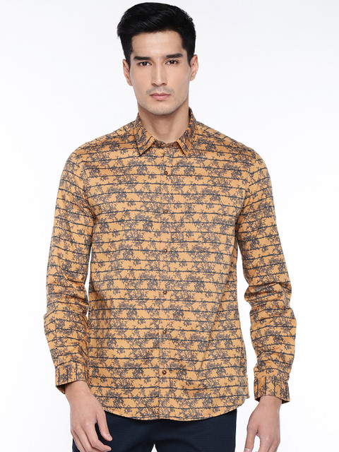 

Turtle Men Khaki & Charcoal Grey Slim Fit Printed Casual Shirt