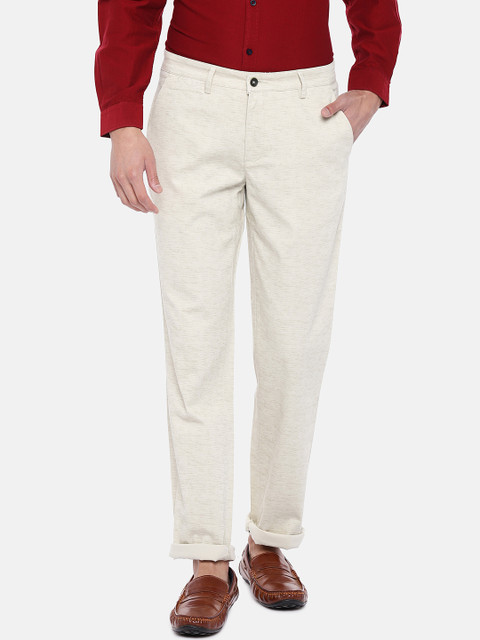 

Turtle Men Beige Tapered Fit Self Design Chinos