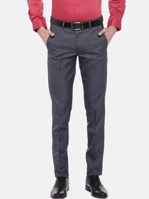 

Turtle Men Grey Tapered Fit Checked Formal Trousers