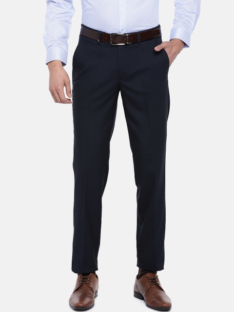 

Turtle Men Navy Blue Slim Fit Solid Formal Trousers