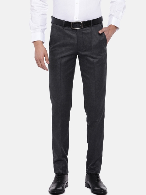 

Turtle Men Charcoal Grey Tapered Fit Solid Formal Trousers