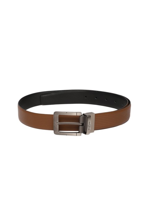 

INVICTUS Men Tan-Brown & Black Textured Reversible Leather Belt