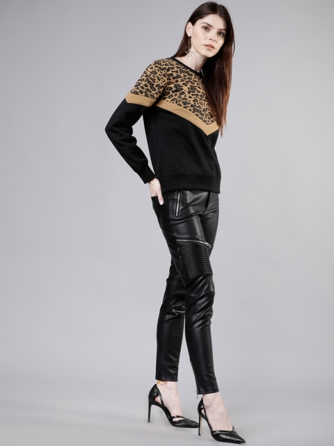 

Tokyo Talkies Women Black & Gold-Toned Printed Sweatshirt