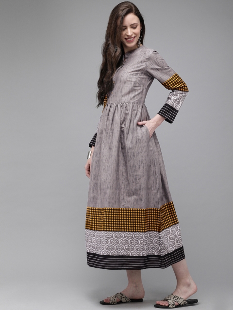 

Anouk Women Grey Printed A-Line Kurta