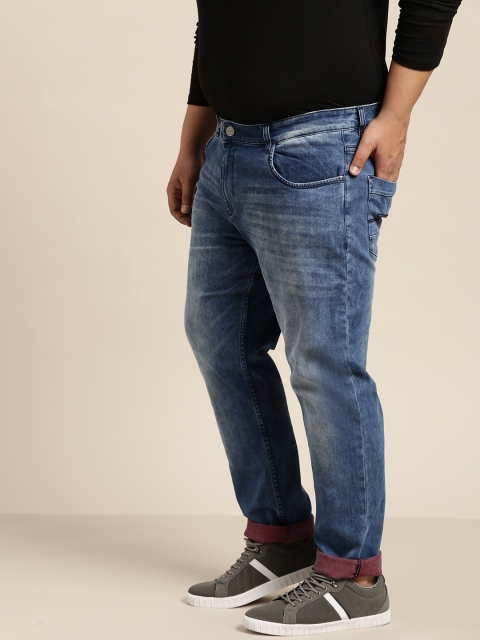 

Sztori Plus Size Men Blue Slim Tapered Fit Mid-Rise Clean Look Stretchable Jeans