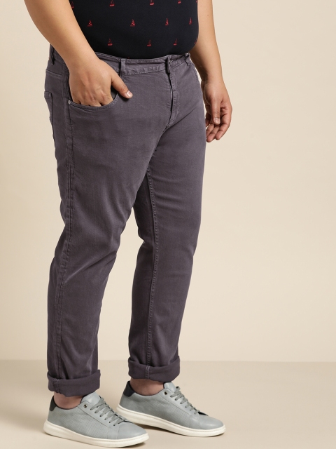 

Sztori Plus Size Men Charcoal Grey Slim Tapered Fit Mid-Rise Clean Look Stretchable Jeans