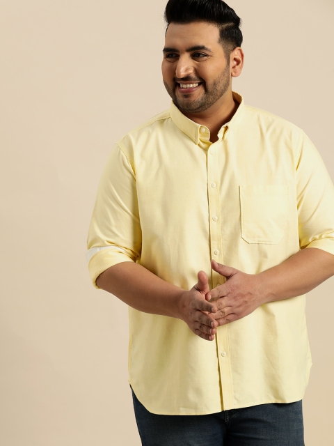 

Sztori Plus Size Men Yellow Regular Fit Solid Casual Shirt