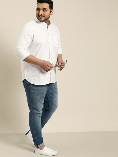 

Sztori Plus Size Men White Regular Fit Solid Casual Shirt