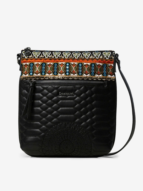 

Desigual Black & Olive Green Printed Sling Bag