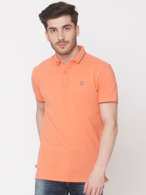

Mufti Men Orange Slim Fit Solid Polo Collar Pure Cotton T-shirt