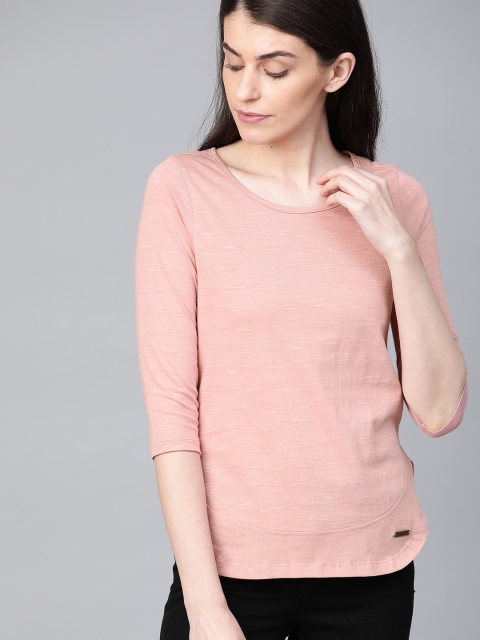 

Roadster Women Pink Solid Round Neck T-shirt