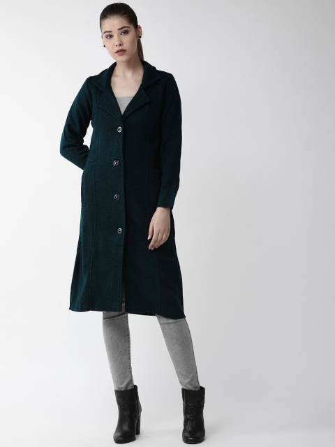 

Cayman Women Teal Green Solid Overcoat