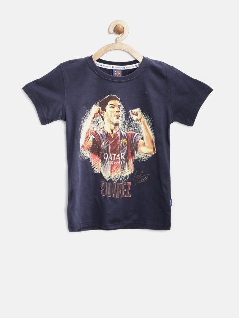 

Barcelona Boys Navy Printed T-shirt, Navy blue
