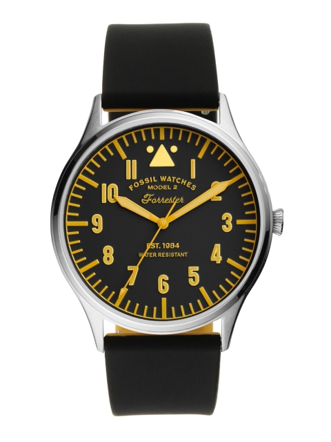 

Fossil Men Black & Yellow Analogue Watch FS5615