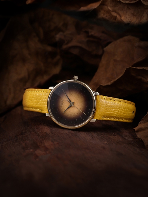 

Fossil Women Black & Yellow Analogue Prismatic Galaxy Leather Watch ES4728
