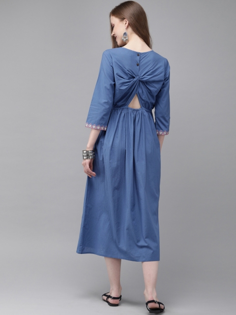 

Anouk Women Blue Solid Indigo A-Line Dress