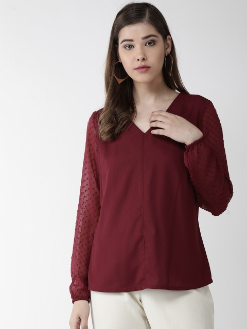 

plusS Women Maroon Solid Top